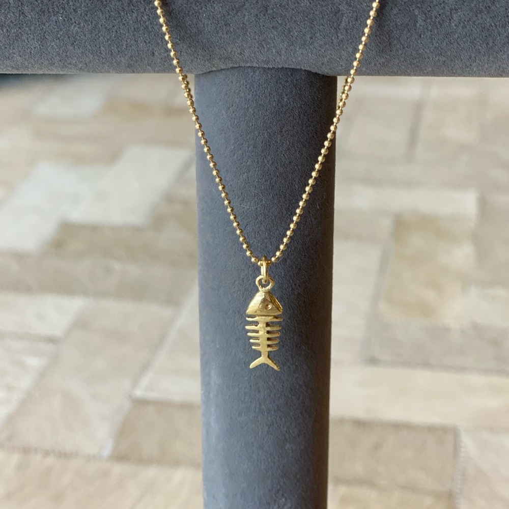 Sheila Fajl Gold Fish Bone Necklace